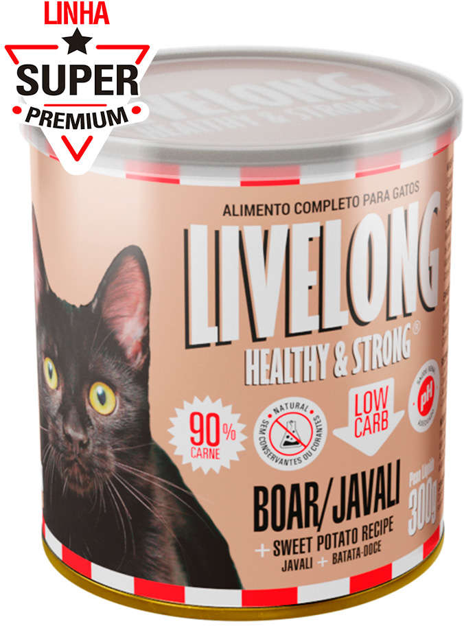 Alimento Natural Livelong Javali para Gatos - 300 g