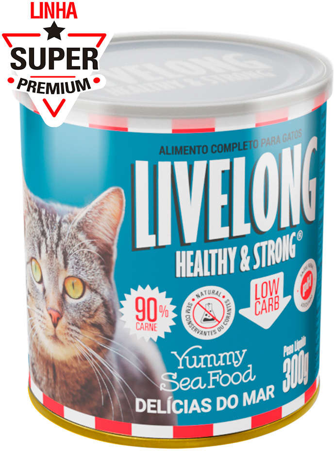 Alimento Natural Livelong Delícias do Mar para Gatos - 300 g