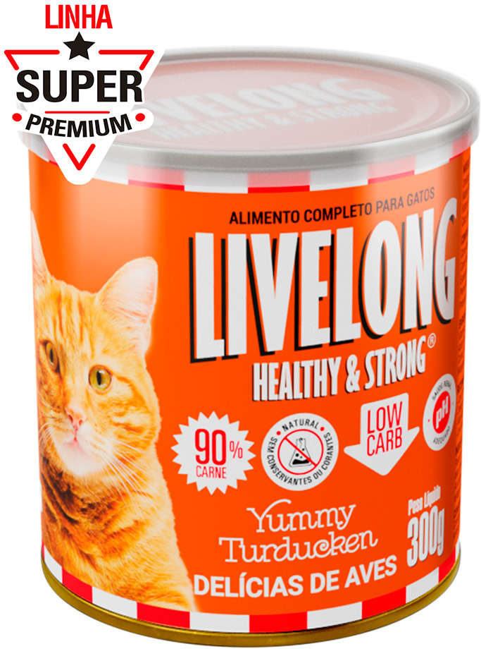 Alimento Natural Livelong Delícias de Aves para Gatos - 300 g