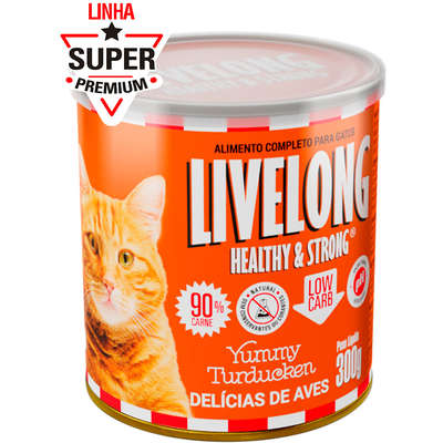 Alimento Natural Livelong Sabor Delícias de Aves para Gatos”