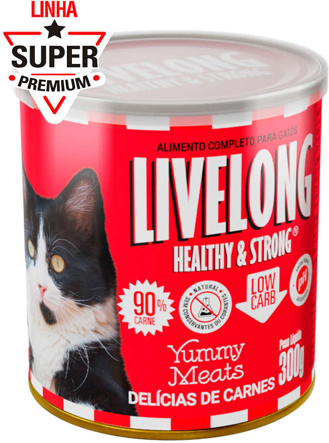 Alimento Natural Livelong Delícias de Carne para Gatos - 300 g