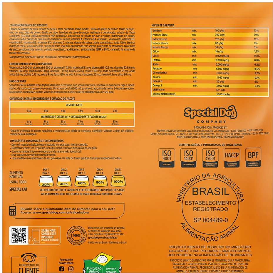 Ração Special Cat Premium Peixe para Gatos Adultos - 10,1Kg