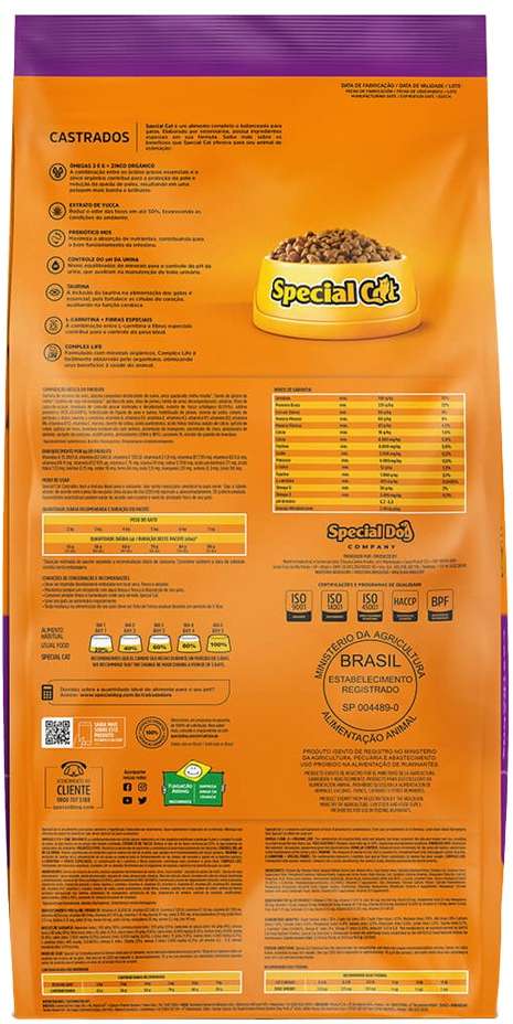 Ração Special Cat Premium para Gatos Adultos Castrados - 10,1Kg