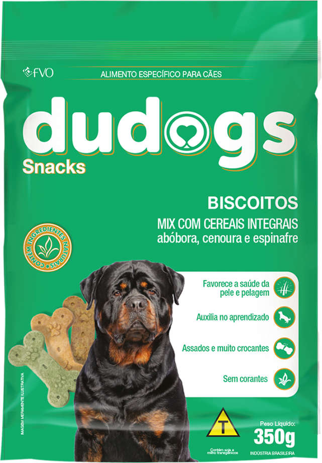 Biscoito Dudogs para Cães Sabor Mix de Cereais, Abóbora, Cenoura e Espinhafre - 350 g