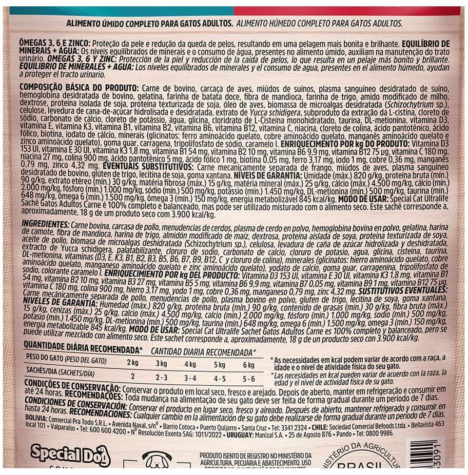 Ração Úmida Special Cat Sachê Carne para Gatos Adultos - 85 g