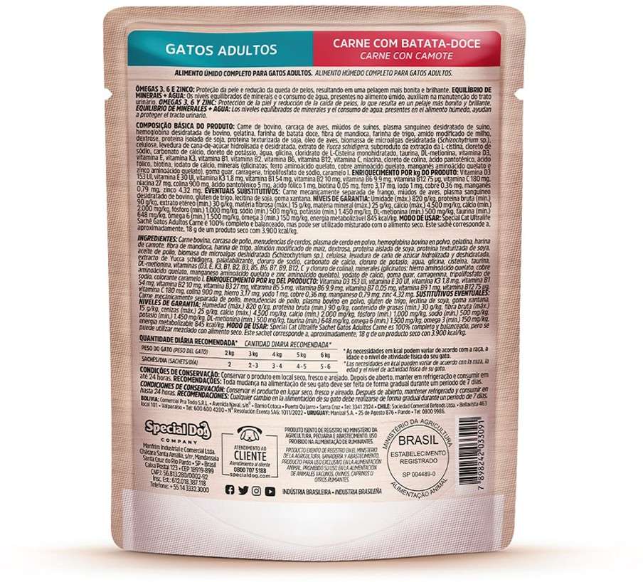 Ração Úmida Special Cat Sachê Carne para Gatos Adultos - 85 g