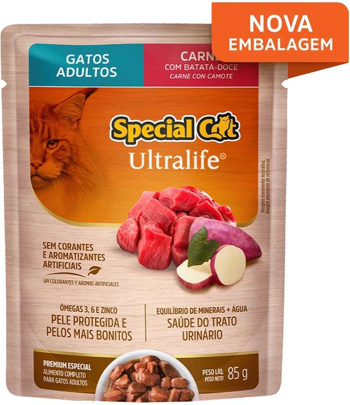 Ração Úmida Special Cat Sachê Carne para Gatos Adultos - 85 g