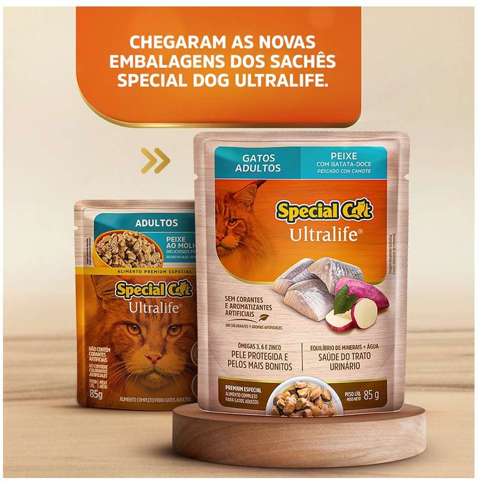 Ração Úmida Special Cat Sachê Peixe para Gatos Adultos - 85 g
