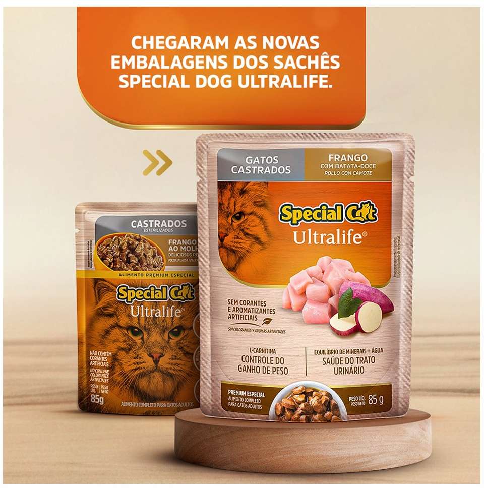 Ração Úmida Special Cat Sachê Frango para Gatos Castrados - 85 g