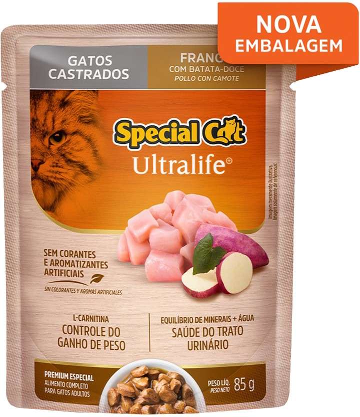 Ração Úmida Special Cat Sachê Frango para Gatos Castrados - 85 g