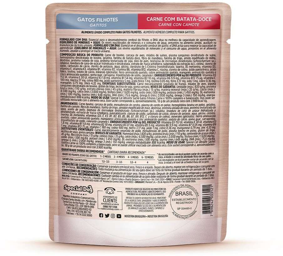 Ração Úmida Special Cat Sachê Carne para Gatos Filhotes - 85 g