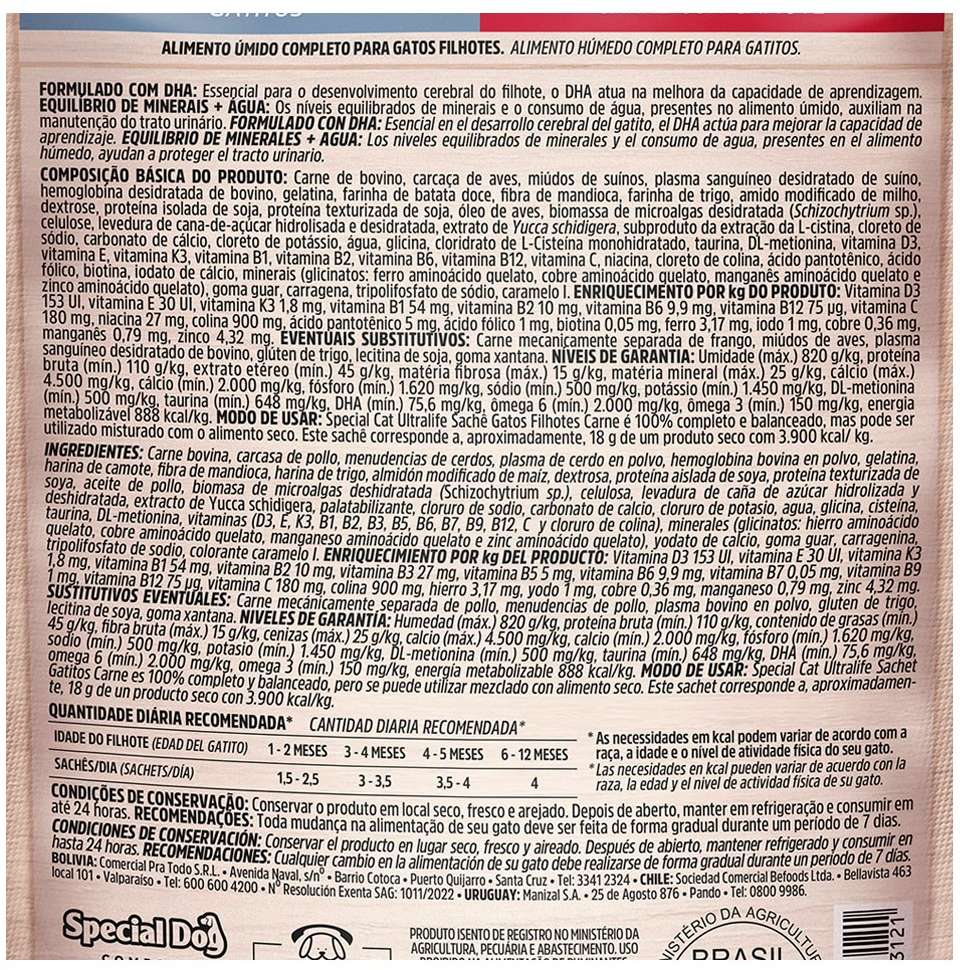 Ração Úmida Special Cat Sachê Carne para Gatos Filhotes - 85 g