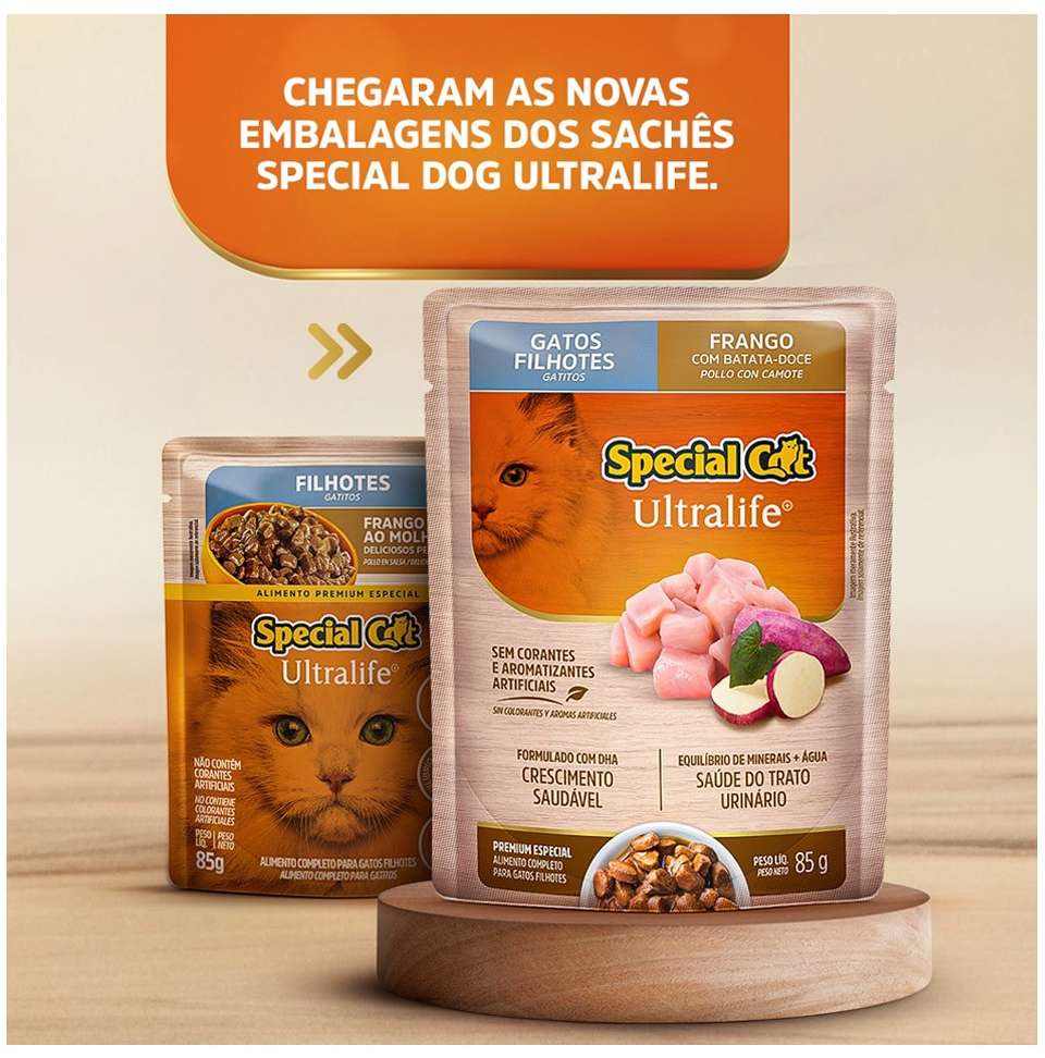 Ração Úmida Special Cat Sachê Frango para Gatos Filhotes - 85 g