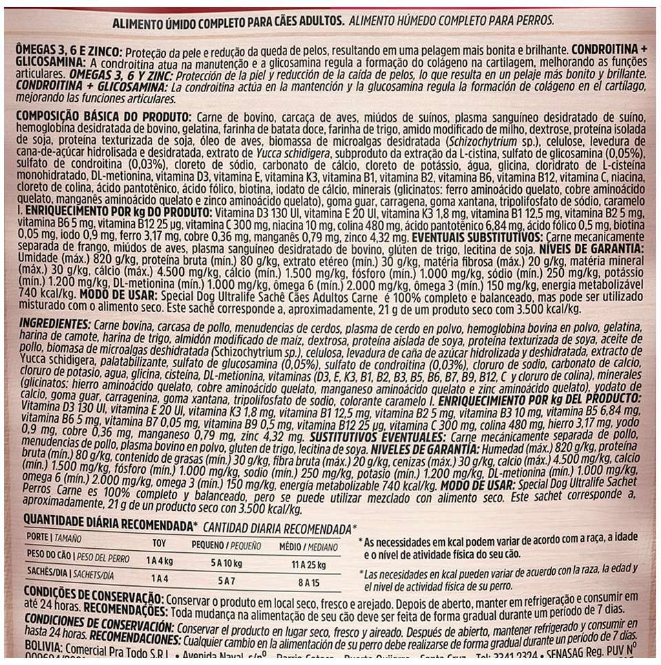 Ração Úmida Special Dog Sachê Carne para Cães Adultos - 100 g