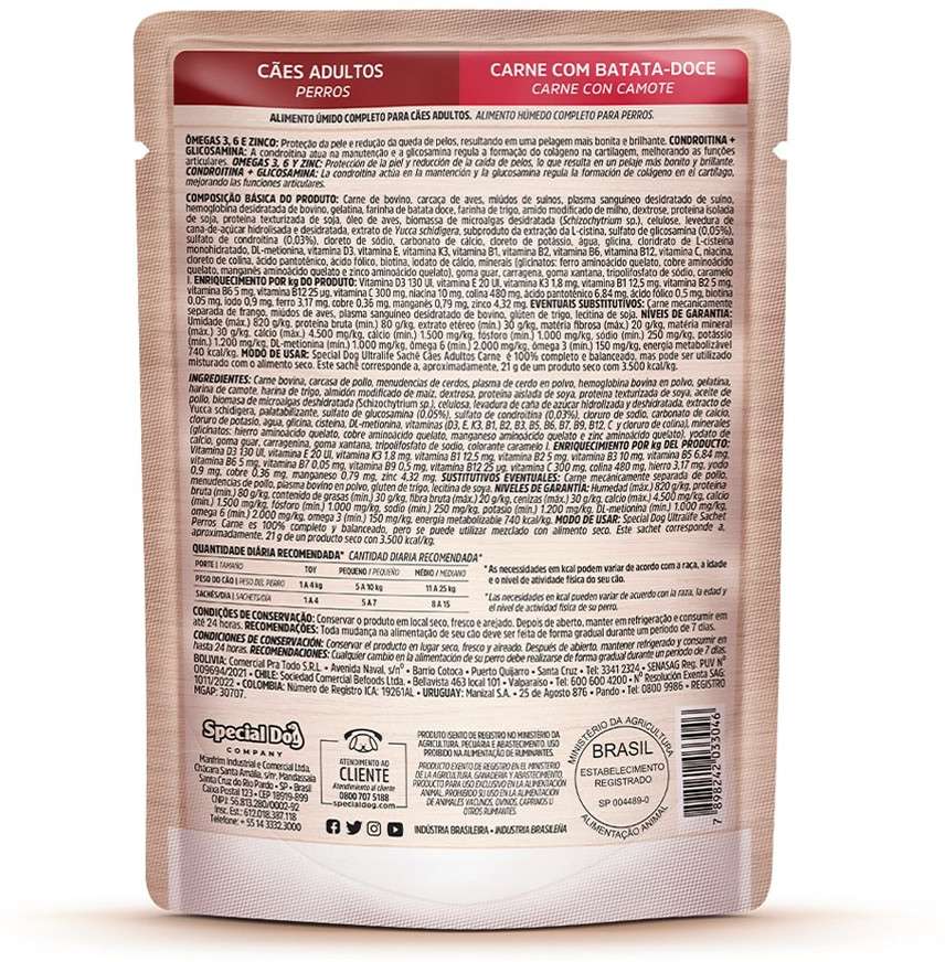 Ração Úmida Special Dog Sachê Carne para Cães Adultos - 100 g