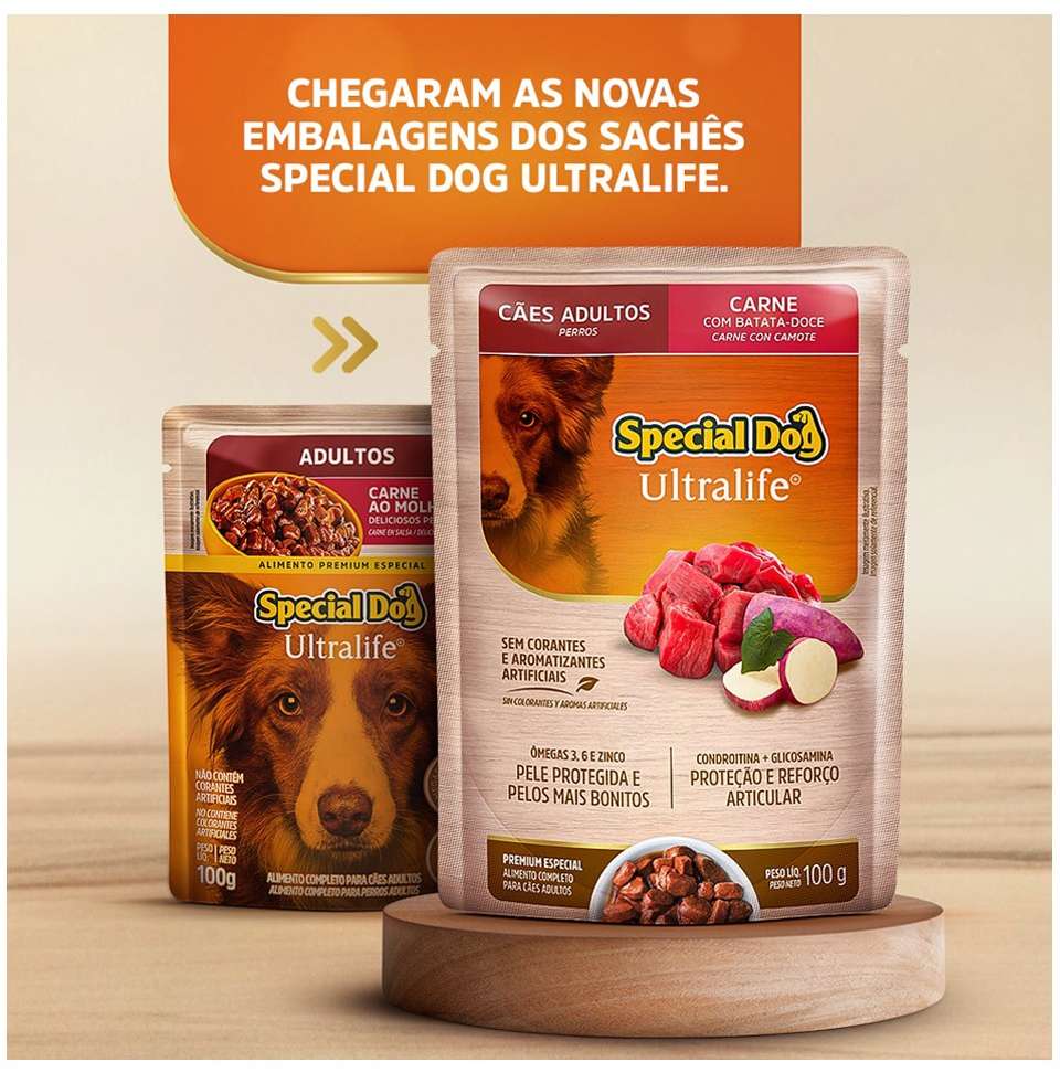 Ração Úmida Special Dog Sachê Carne para Cães Adultos - 100 g