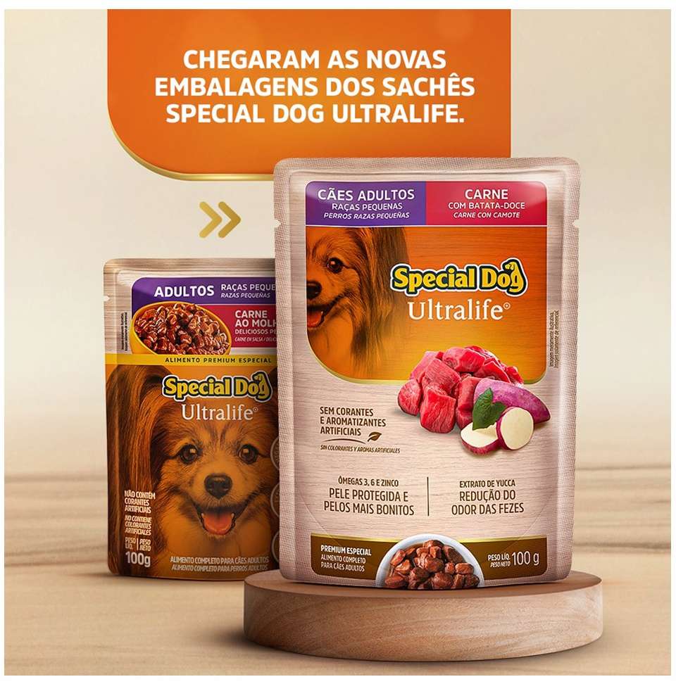 Ração Úmida Special Dog Sachê Carne para Cães Raças Pequenas - 100 g