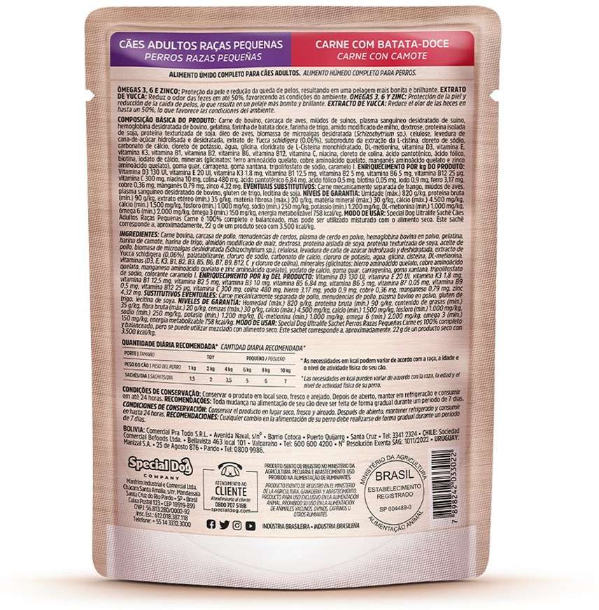 Ração Úmida Special Dog Sachê Carne para Cães Raças Pequenas - 100 g
