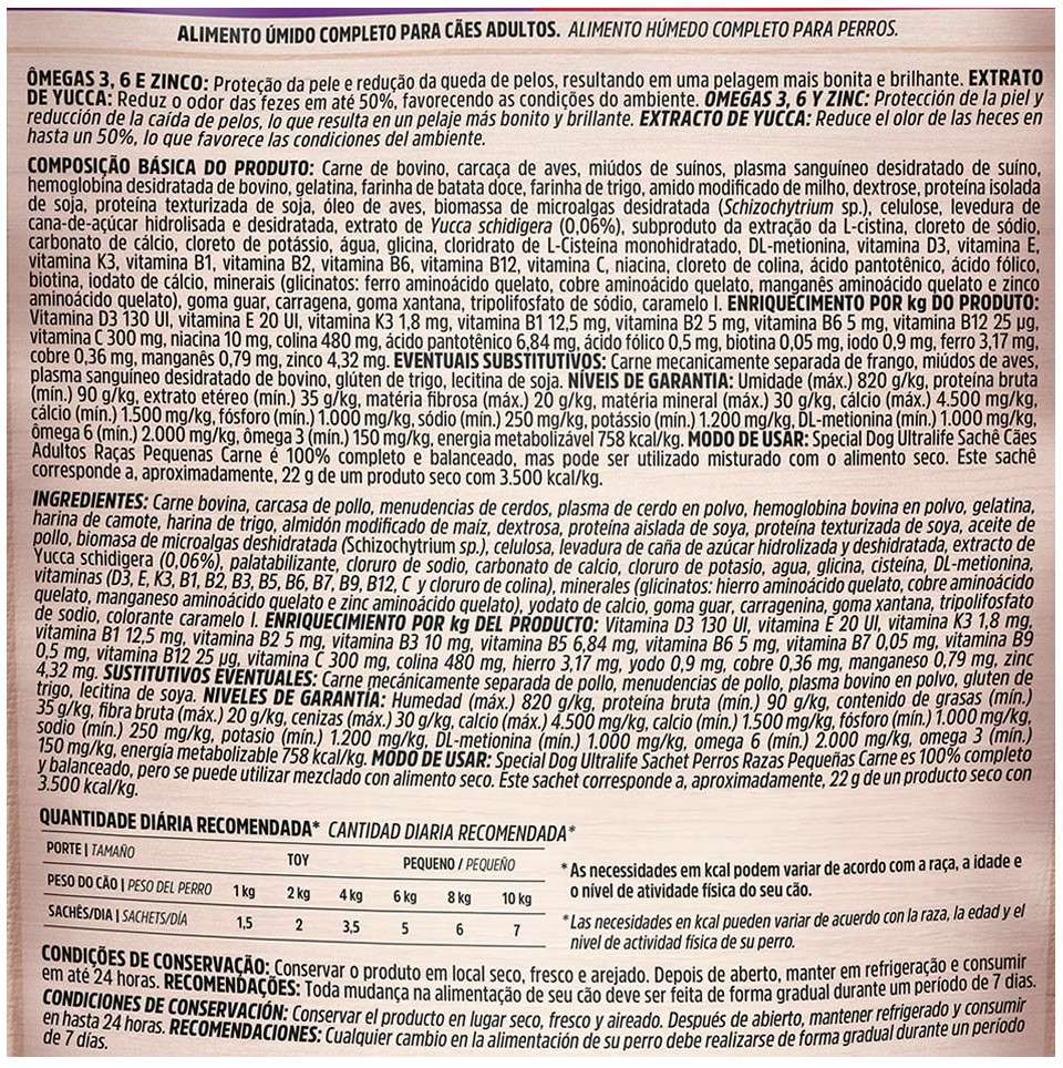 Ração Úmida Special Dog Sachê Carne para Cães Raças Pequenas - 100 g