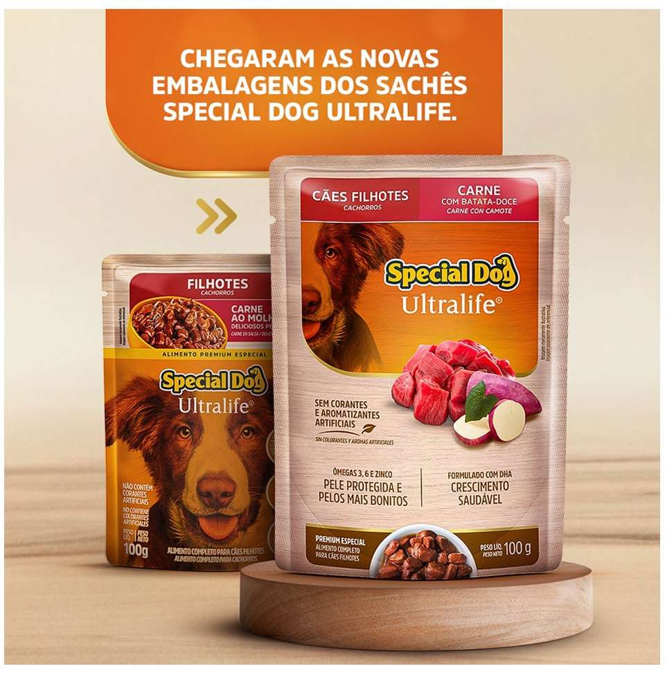 Ração Úmida Special Dog Sachê Carne para Cães Filhotes - 100 g
