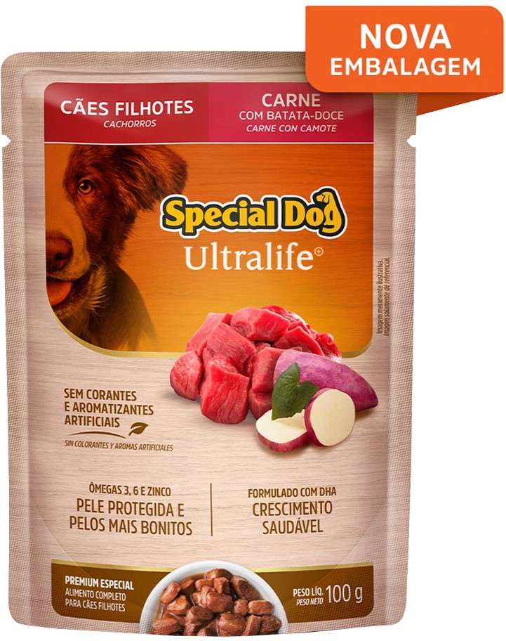 Ração Úmida Special Dog Sachê Carne para Cães Filhotes - 100 g
