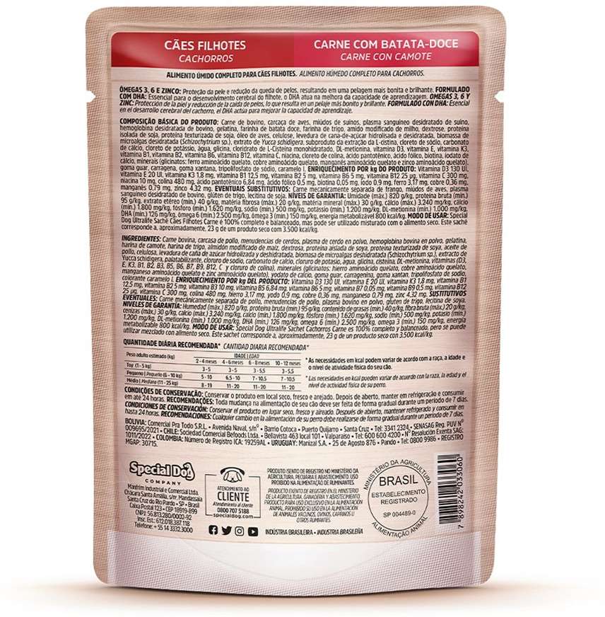 Ração Úmida Special Dog Sachê Carne para Cães Filhotes - 100 g