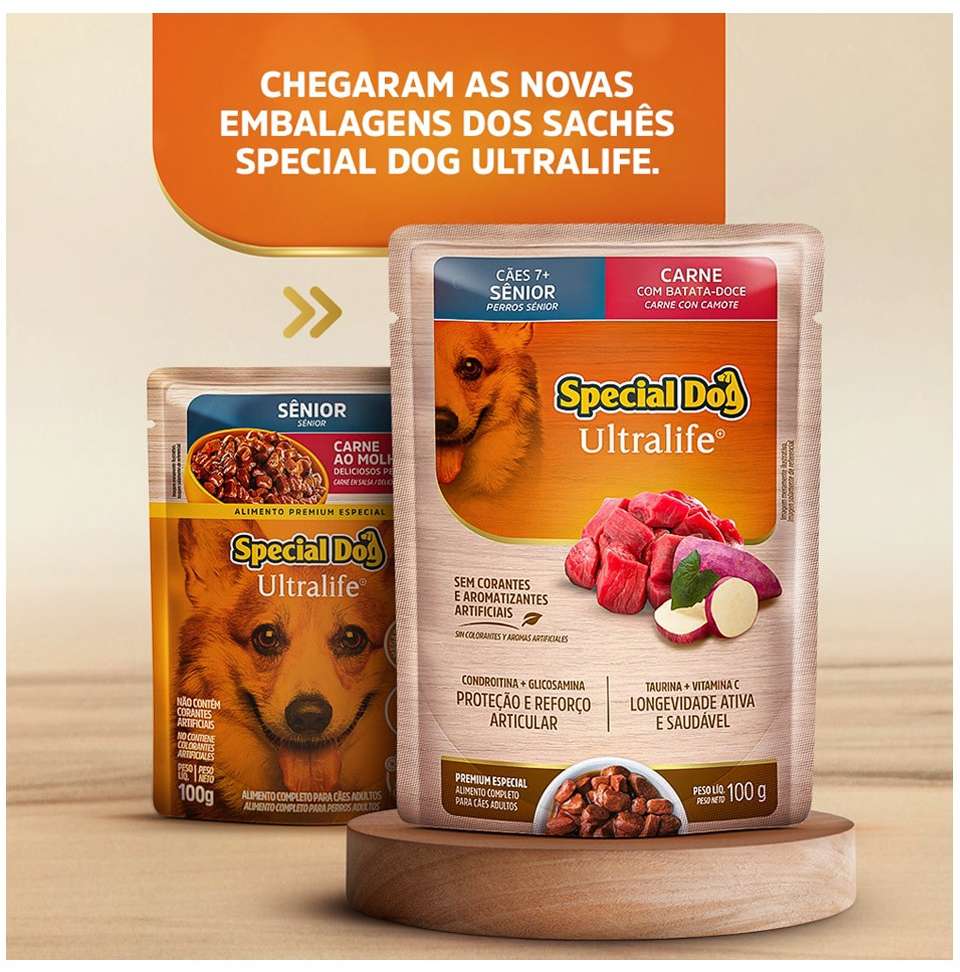 Ração Úmida Special Dog Sachê Carne para Cães Sênior - 100 g