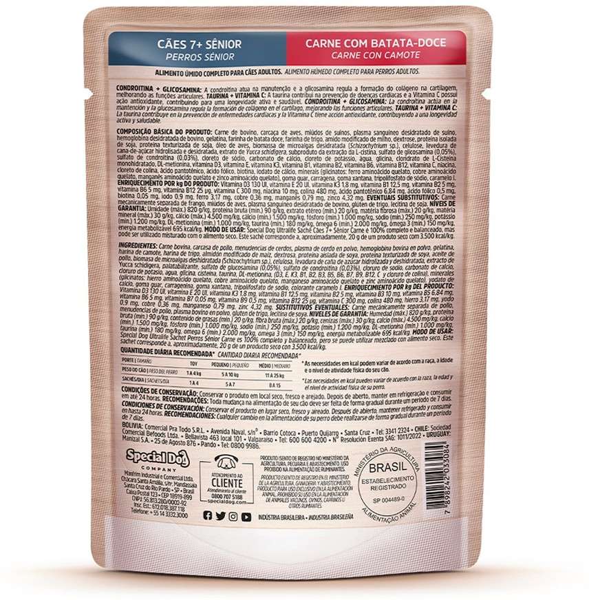 Ração Úmida Special Dog Sachê Carne para Cães Sênior - 100 g