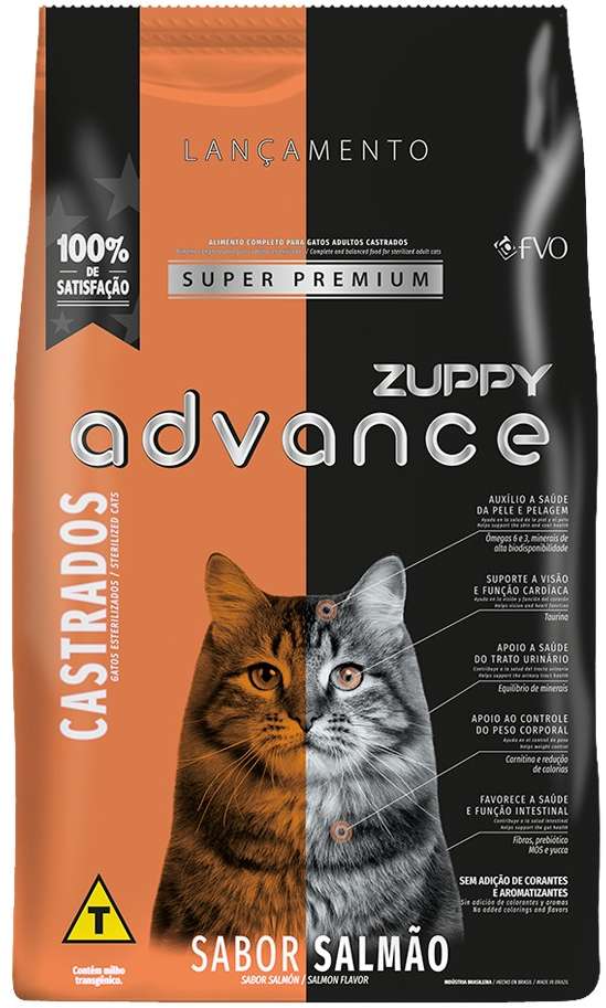 Ração Seca Zuppy Advance Salmão para Gatos Castrados - 7Kg