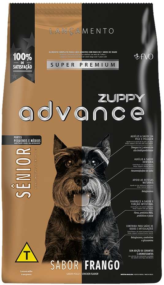 Ração Seca Zuppy Advance Senior Frango para Cães Idosos - 2,5Kg