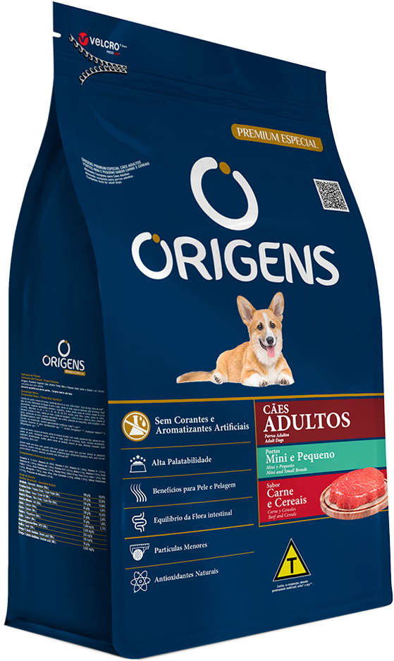 Ração Seca Origens Carne e Cereais para Cães de Porte Mini e Pequeno - 15Kg