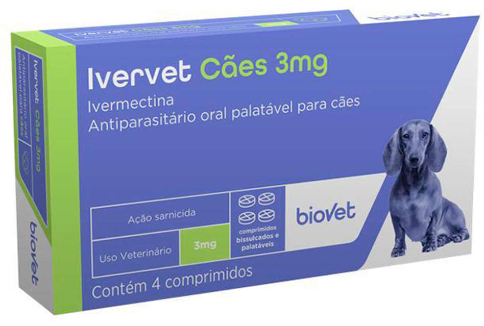 Antiparasitário Biovet Ivervet Ivermectina 4 Comprimidos - 3 mg