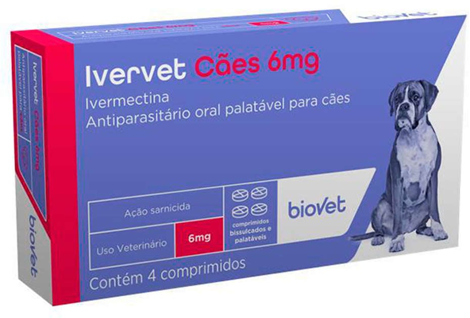 Antiparasitário Biovet Ivervet Ivermectina 4 Comprimidos - 6 mg