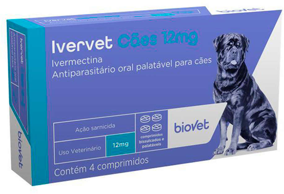 Antiparasitário Biovet Ivervet Ivermectina 4 Comprimidos - 12 mg