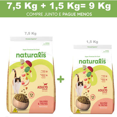 Ração Seca Total Naturalis Salmão e Frutas para Gatos Adultos Castrados