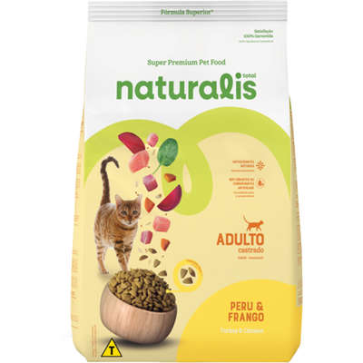 Ração Seca Total Naturalis Peru e Frango para Gatos Adultos Castrados