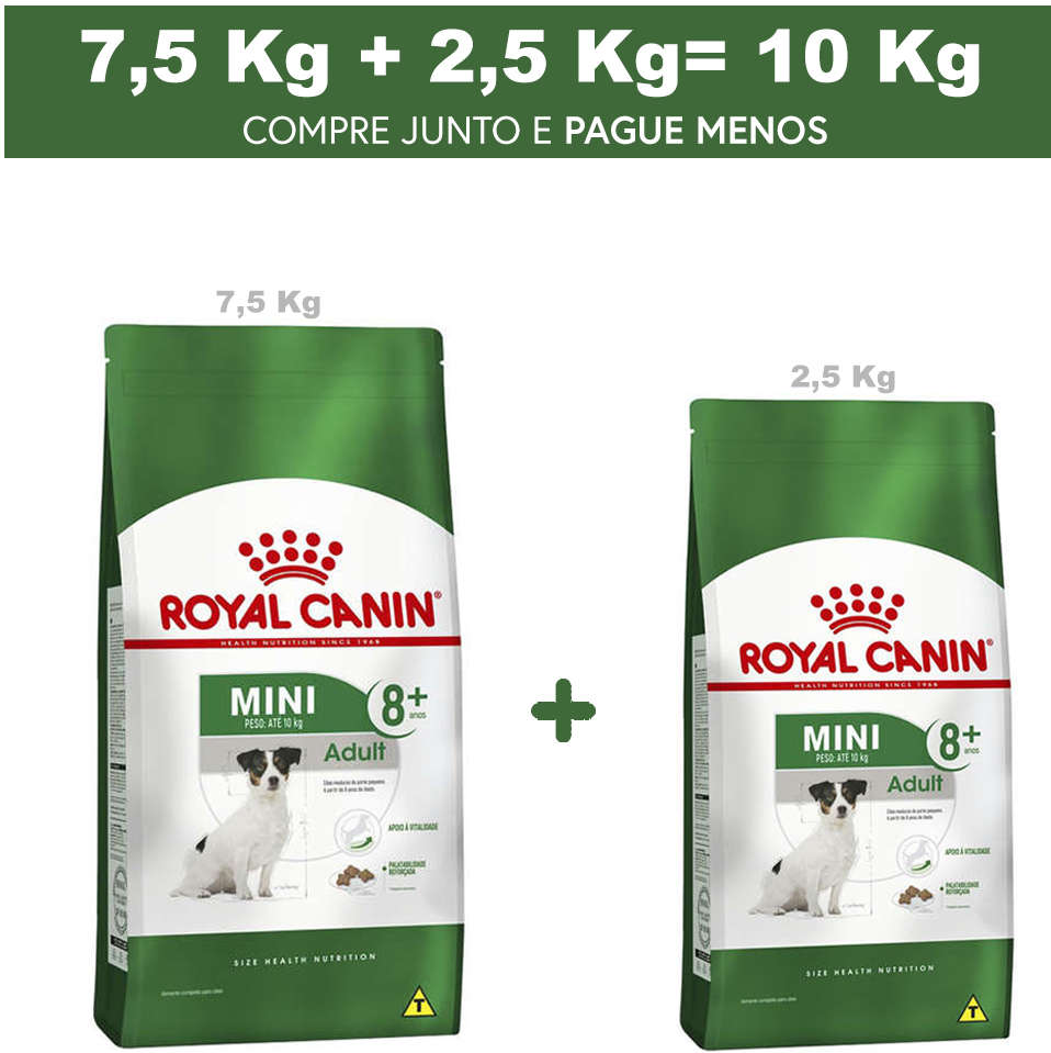 Ração Royal Canin Mini Adult 8+ para Cães Adultos de Raças Pequenas com 8 Anos ou mais - 10Kg