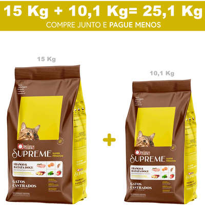 Ração Seca Quatree Supreme Frango e Batata Doce para Gatos Castrados