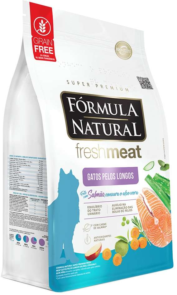 Ração Seca Fórmula Natural Fresh Meat Salmão para Gatos Pelos Longos - 14Kg