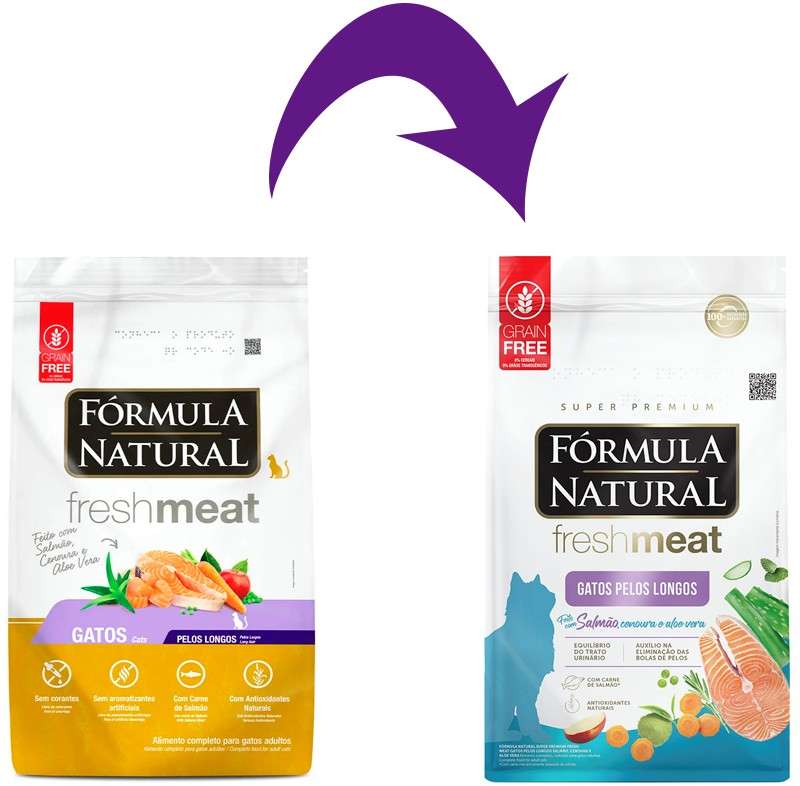 Ração Seca Fórmula Natural Fresh Meat Salmão para Gatos Pelos Longos - 14Kg