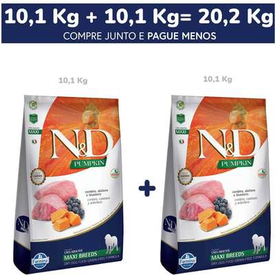 Ração Farmina N&D Pumpkin Carnes Nobres Cordeiro para Cães Adultos de Raças Grandes - 20,2 Kg