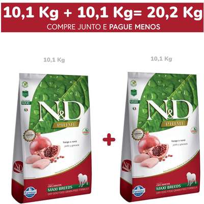 Ração Farmina N&D Prime Frango e Romã Cães Adultos Raças Grandes - 20,2 Kg