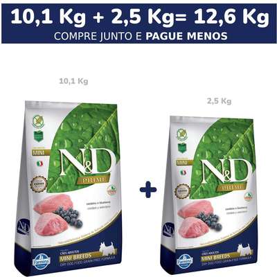 Ração Farmina N&D Prime Cordeiro e Blueberry Cães Adultos Raças Pequenas - 12,6 Kg