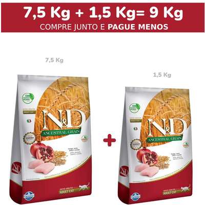 Ração Farmina N&D Ancestral Grain Frango Gatos Adultos - 9 Kg