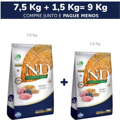 Ração Farmina N&D Ancestral Grain Cordeiro Gatos Adultos - 9 kg