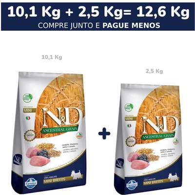 Ração Farmina N&D Ancestral Grain Cordeiro Cães Adultos Raças Pequenas - 12,6 kg