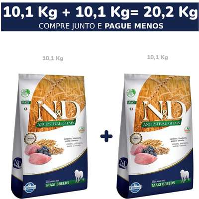 Ração Farmina N&D Ancestral Grain Cordeiro Cães Adultos Raças Grandes - 20,2 kg