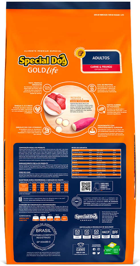 Ração Seca Special Dog Life Carne e Frango com Batata Doce para Cães Adultos - 20Kg