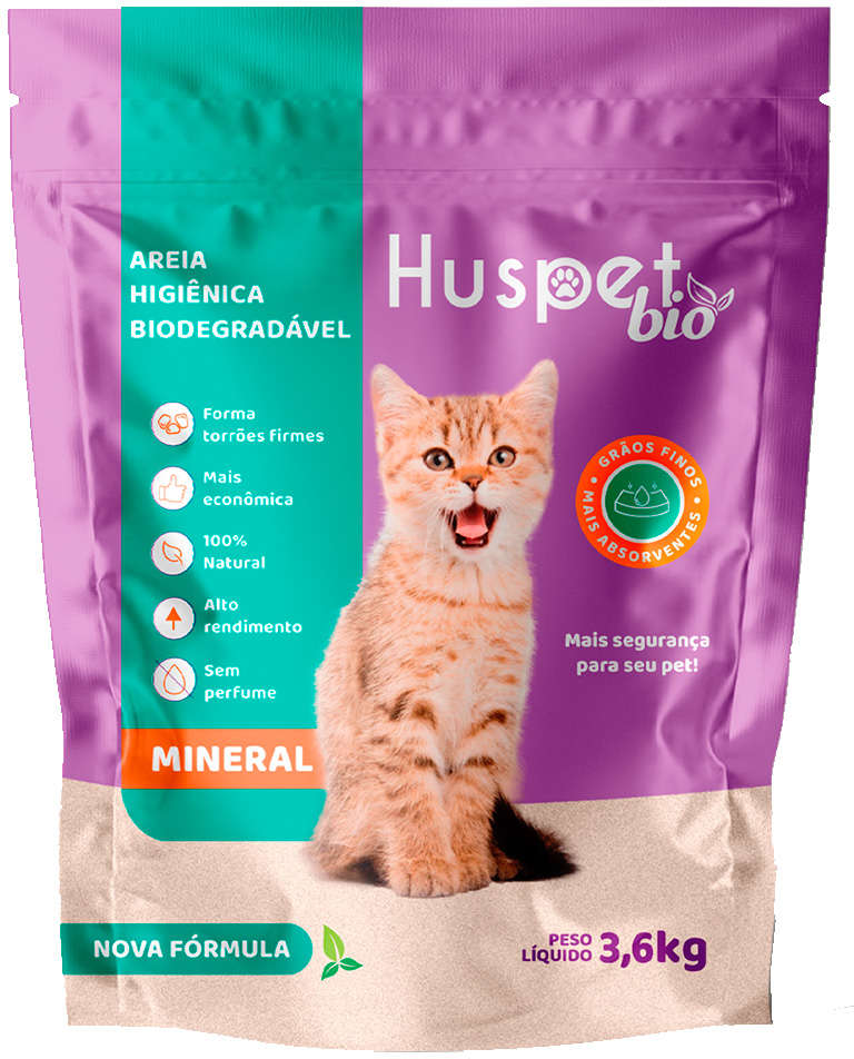 Areia Higiênica Huspet Bio Mineral - 3,6Kg