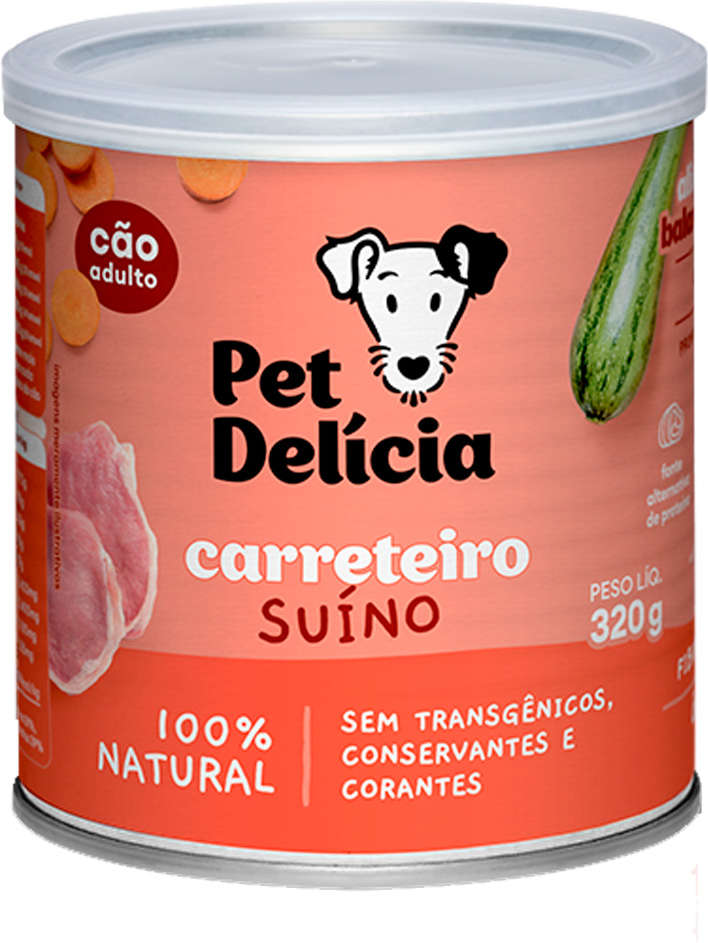 Ração Úmida Pet Delícia Carreteiro Suíno para Cães Adultos - 320 g